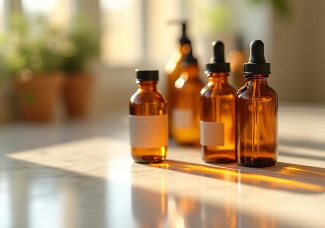 Rows of hand-crafted herbal tinctures